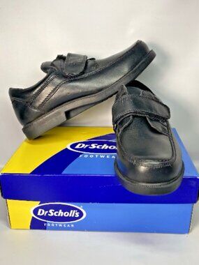 Dr Scholls Men's Size 9 D Hook & Loop Comfort Shoes Leather Black 478-1C